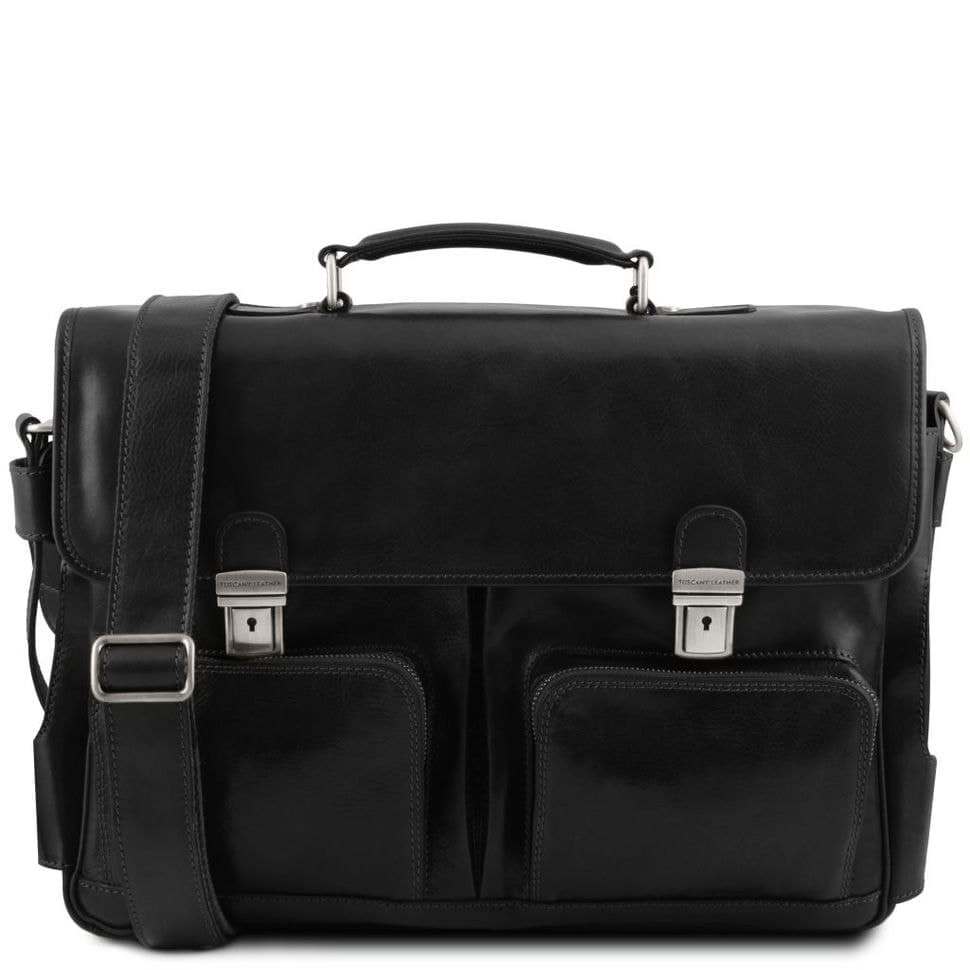 Мужской портфель сумка с передними карманами Ventimiglia Tuscany TL142069 (Черный) — 2