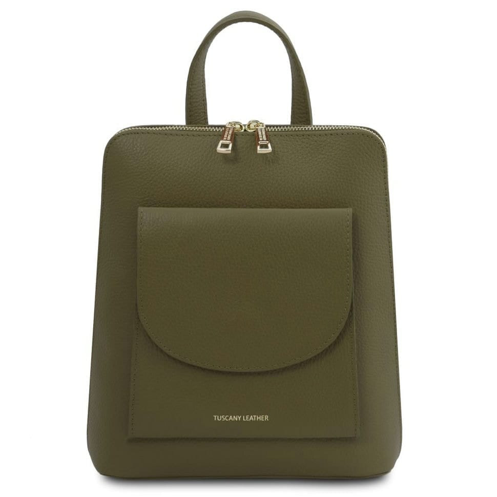 Невеликий жіночий шкіряний рюкзак Італія Tuscany TL142092 (Forest Green) — 2