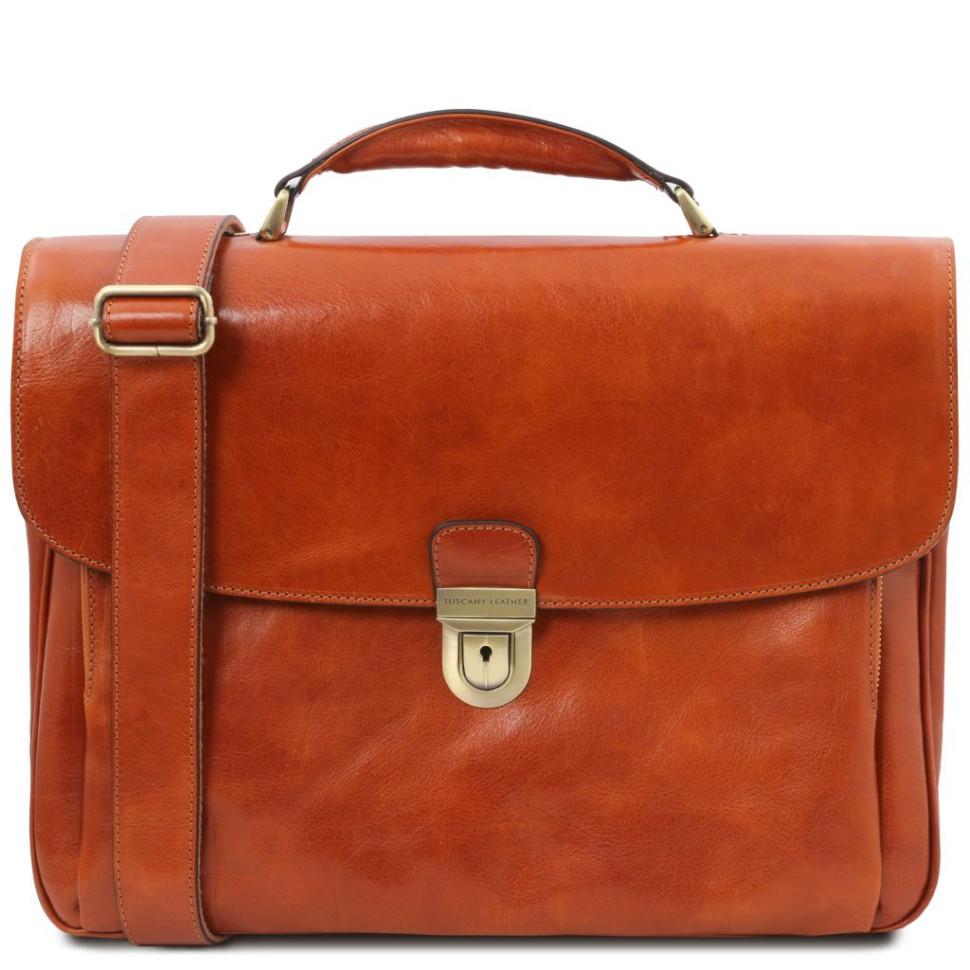 Кожаный мужской портфель мультифункциональный Alessandria Tuscany TL142067 (Мед)