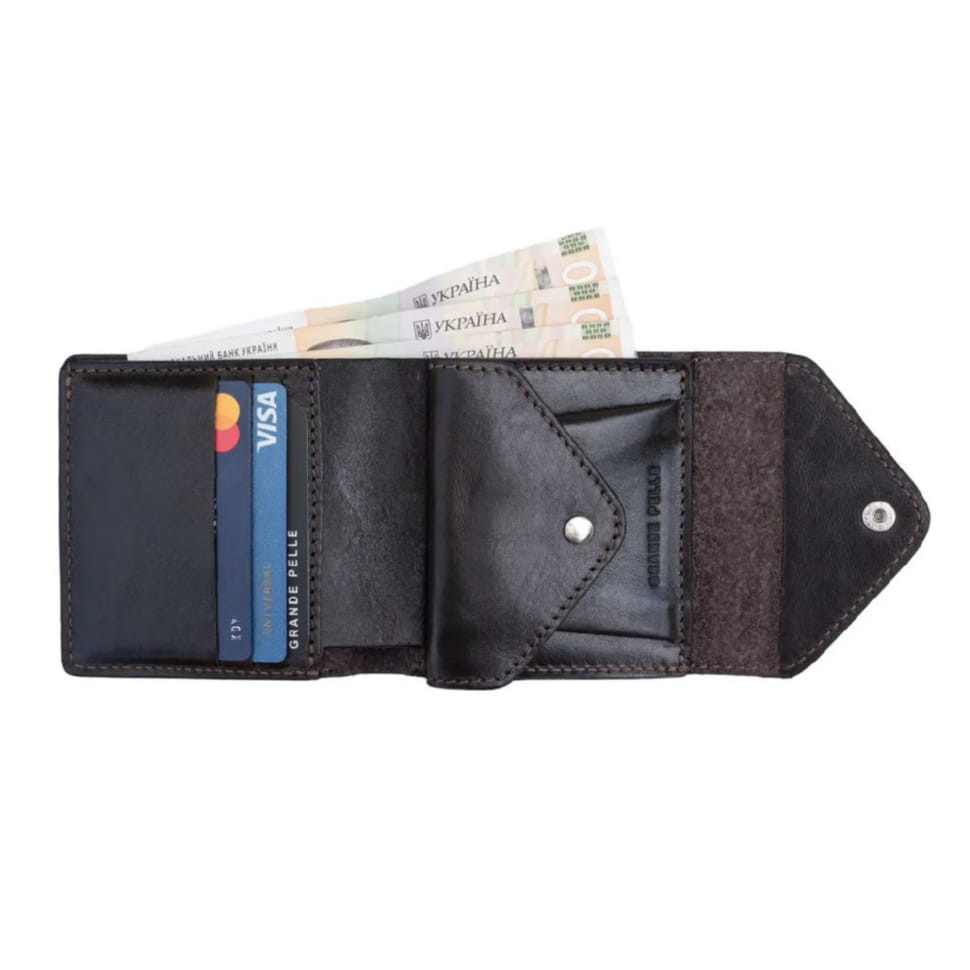 Мужское кожаное портмоне коричневое Grande Pelle 546620 — 3