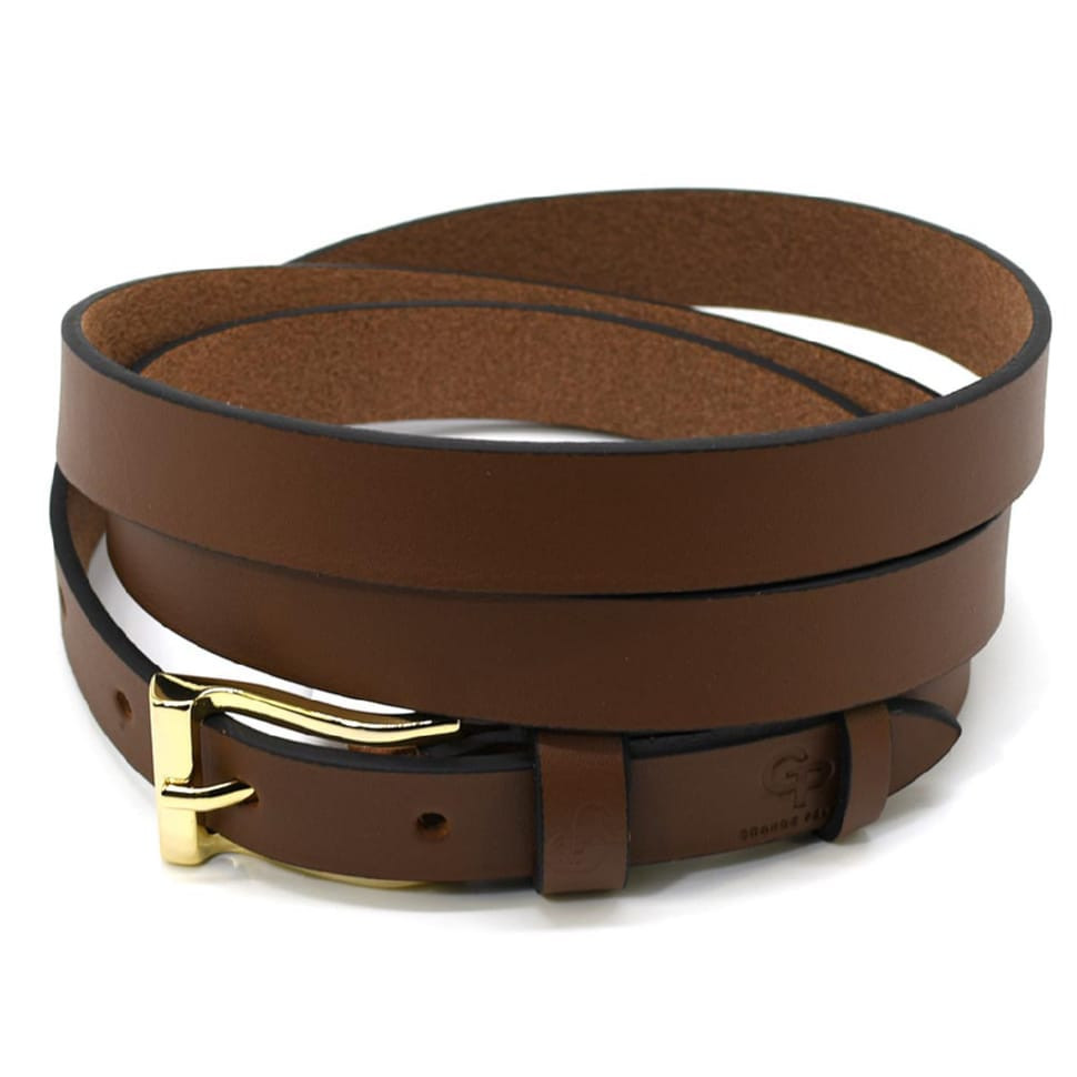 Ремень женский тонкий Grande Pelle 22370040033 в рыжем цвете — 3