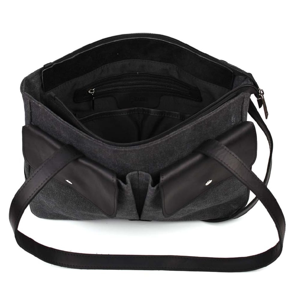 Женская сумка тоут из канвас и кожи TARWA RAg-3930-3md с передними карманами — 2