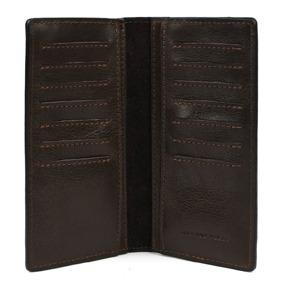 Длинное портмоне Grande Pelle 522620 глянцевая кожа коричневое — 4