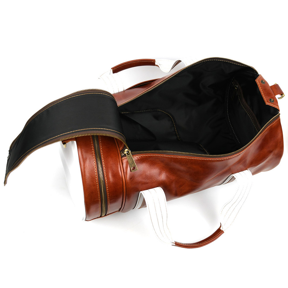 Спортивная статусная кожаная сумка люкс класса TARWA GBal-5565-4lx коньячная — 3