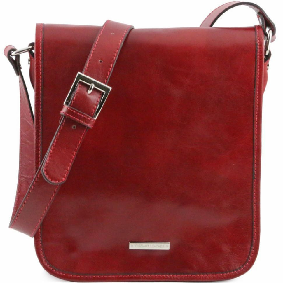 Мужской большой кожаный мессенджер Tuscany Leather Messenger TL141255 (Красный)