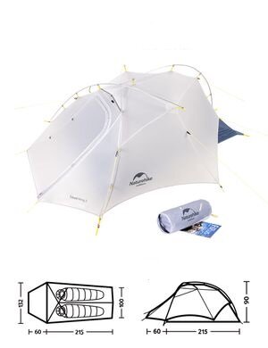 Намет надлегкий двомісний  з футпринтом Naturehike Cloud Up Wing NH19ZP083, 15D, сіро-голубий — 2