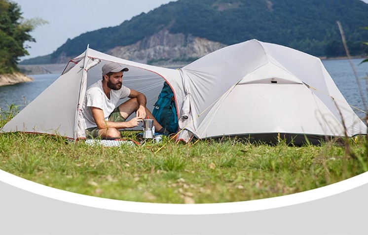 Намет надлегкий двомісний  з футпринтом Naturehike Mongar NH17T007-M, 20D, сiрий — 3