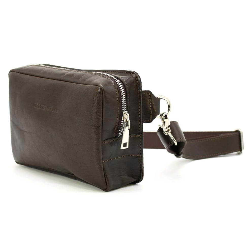 Кожаная напоясная сумка Grande Pelle 740420 кофейная — 4