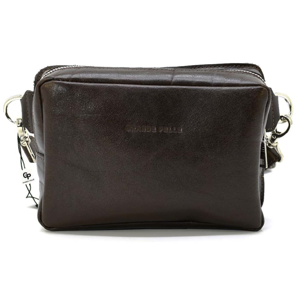 Кожаная напоясная сумка Grande Pelle 740420 кофейная — 3
