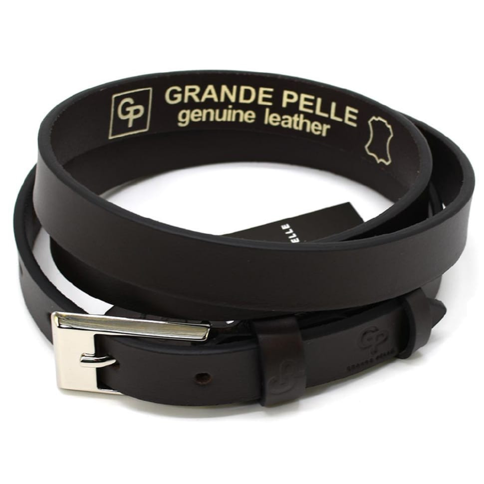 Ремень женский тонкий Grande Pelle 213300300 в шоколадном цвете — 3
