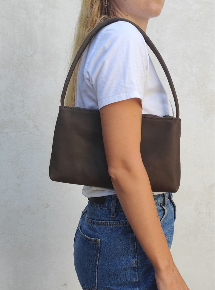 Кожаная женская сумка хобо TARWA RC-hobo-4lx коричневый крейзи — фото 1