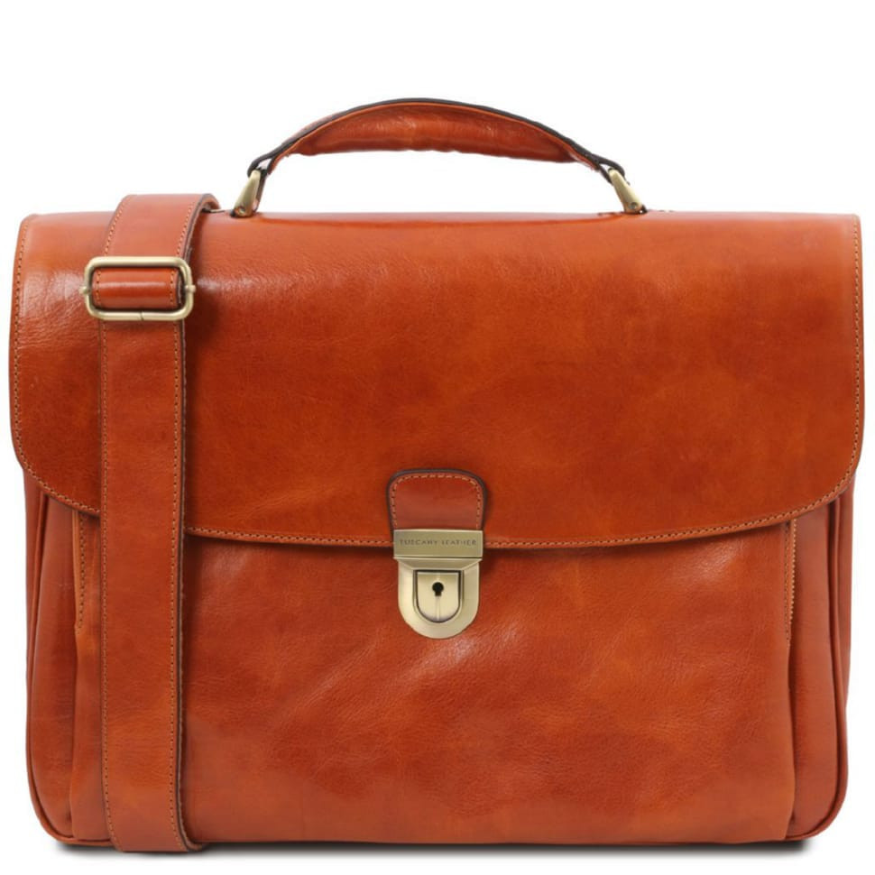 Кожаный мужской портфель мультифункциональный Alessandria Tuscany TL142067 (Мед) — 2