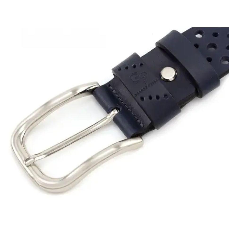 Кожаный ремень Casual, синий перфорация Grande Pelle 431012308 — 2