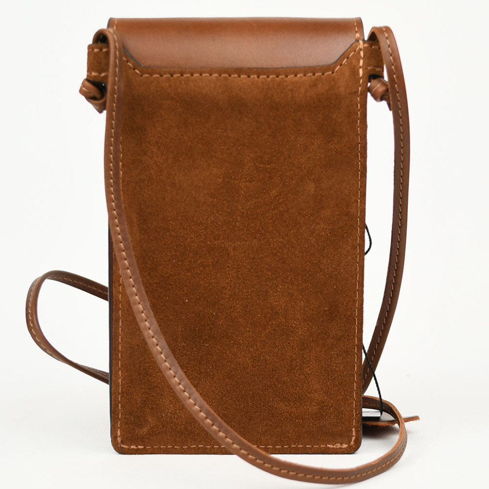 Мини сумка чехол для телефона, панч Grande Pelle 70352323 терракот — 3