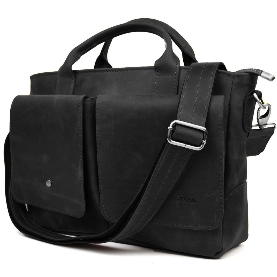 Сумка-портфель мужская на плечо с ручками TARWA Черный RА-3990-3md