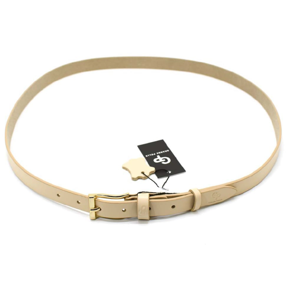 Ремень женский тонкий Grande Pelle 24370040033 в бежевом цвете — 4