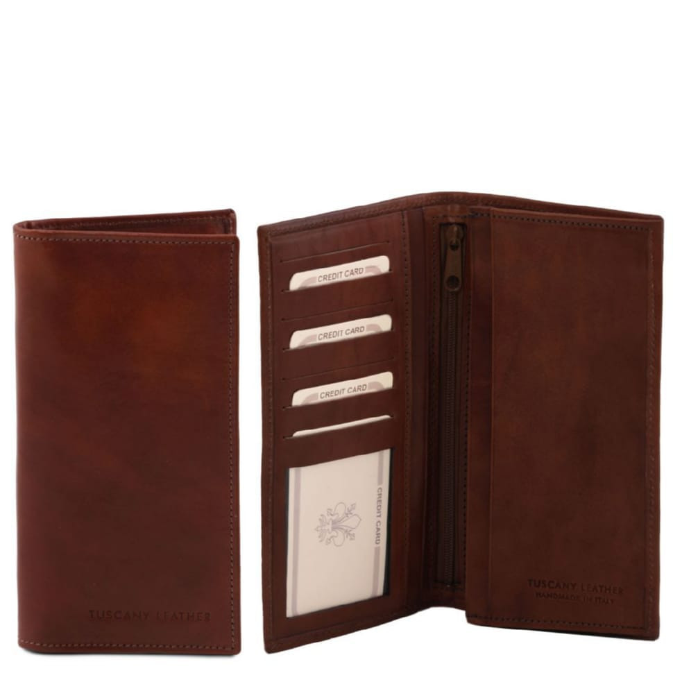 Мужской кожаный кошелек двойного сложения Tuscany Leather TL140777 (Коричневый) — 2