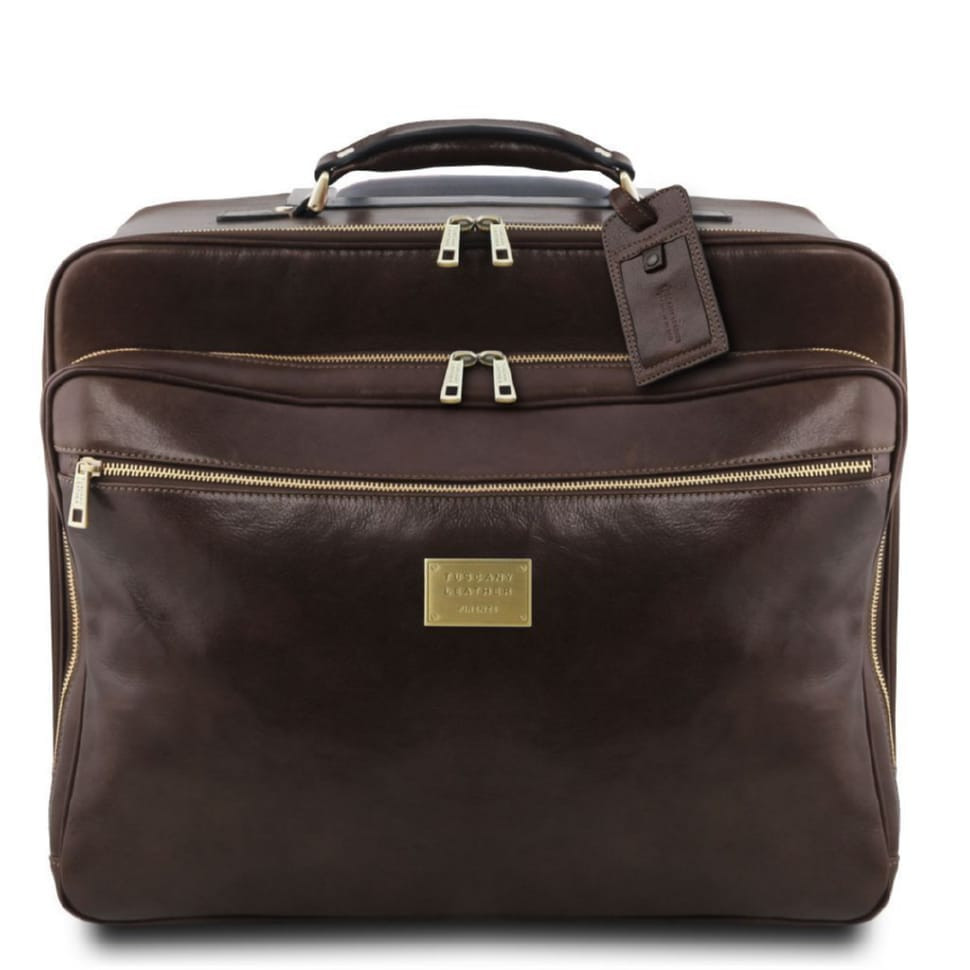 Кожаная салонная сумка чемодан пилота Varsavia Tuscany Leather TL141888 (Темно-коричневый)