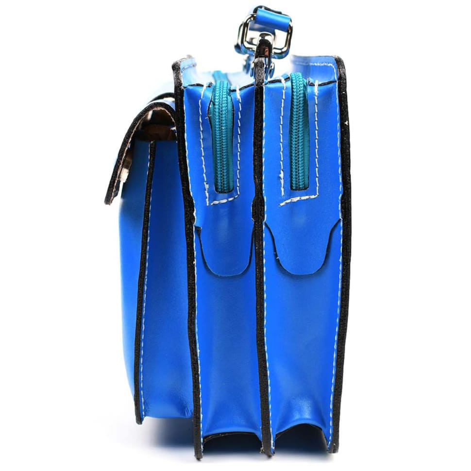 Женский кожаный портфель Firenze FR7007K голубой — 4