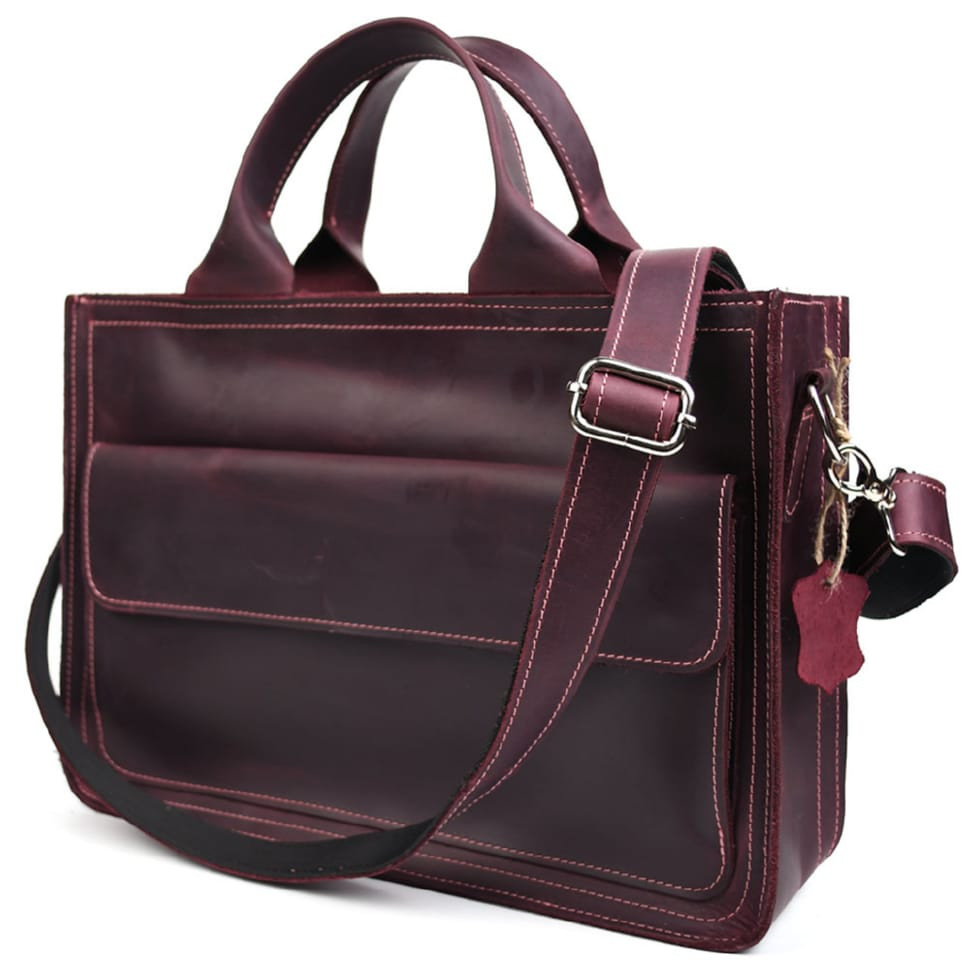 Сумка портфель кожаная для документов ноутбука LIMARY lim-380RW бордо — 4