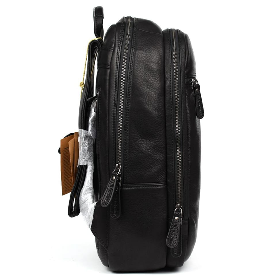 Большой кожаный рюкзак HILL BURRY HB4006A черный — 4