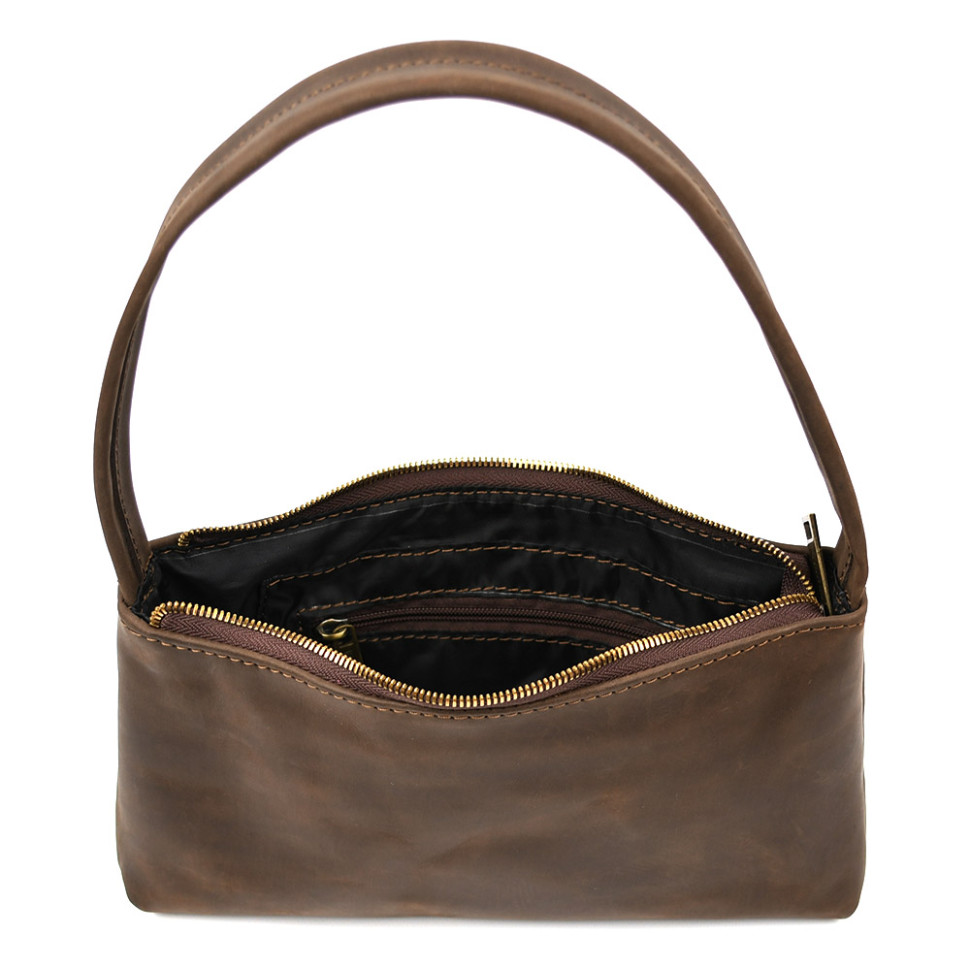 Кожаная женская сумка хобо TARWA RC-hobo-4lx коричневый крейзи — 4