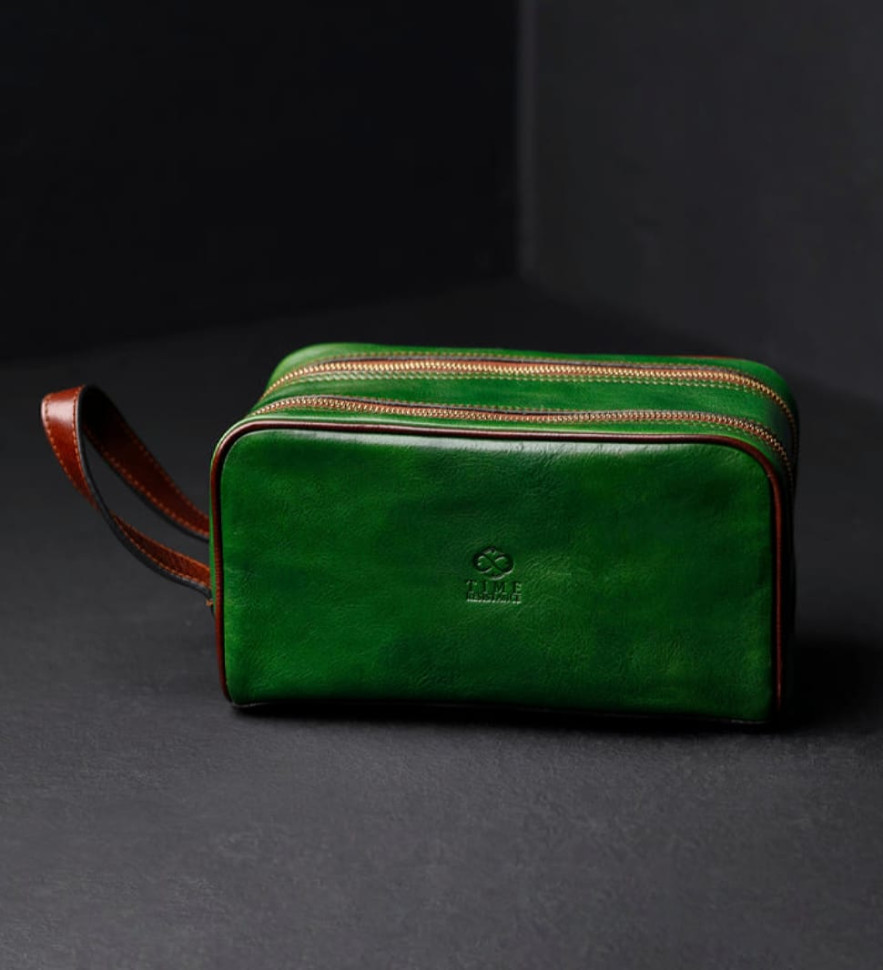 Женская кожаная косметичка Dopp Kit - All the Kings Men -  Зеленый цвет - Time Resistance 5232101W — 2