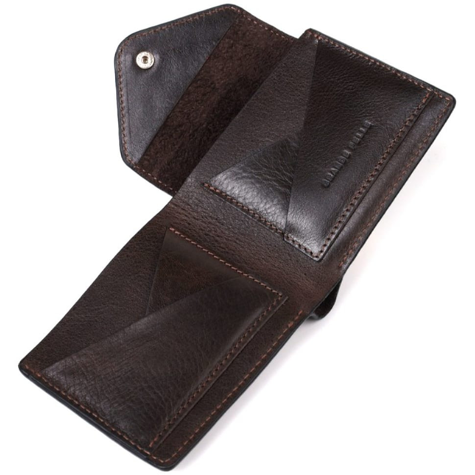 Мужское кожаное портмоне коричневое Grande Pelle 545620 — 2