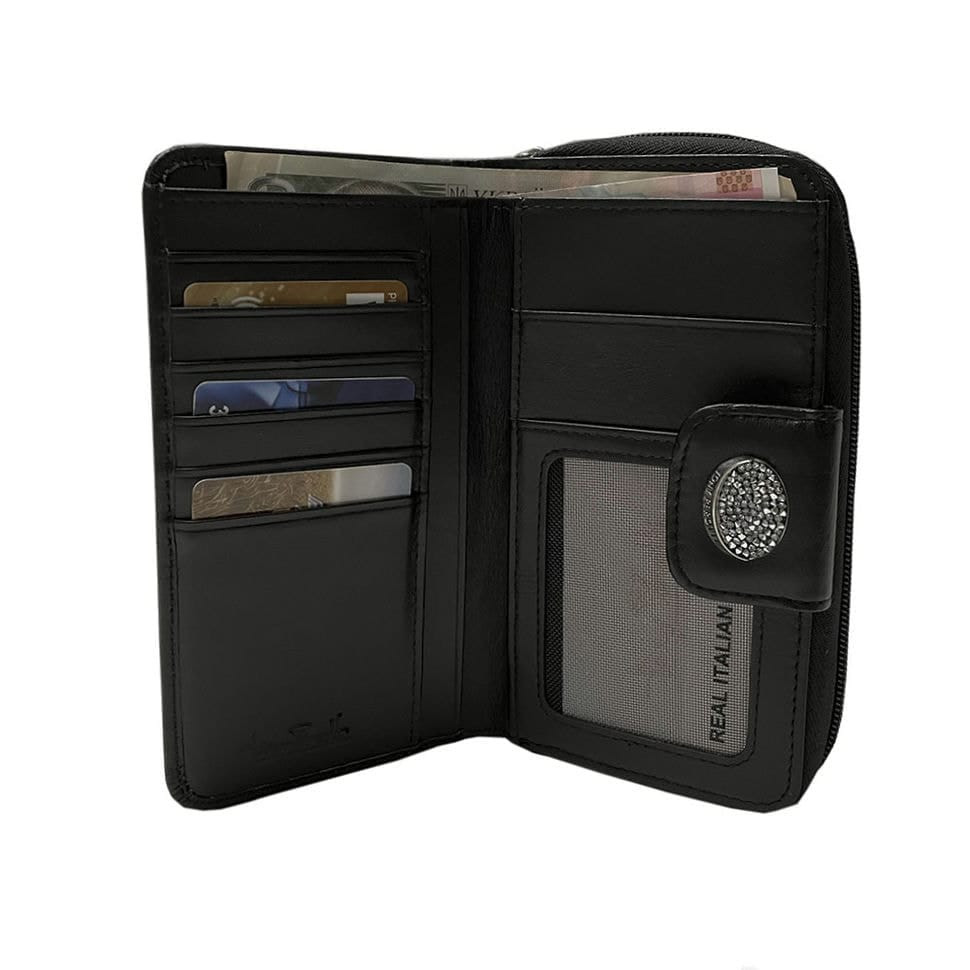 Портмоне кожаное Swarovski 1655A nero черный — 2