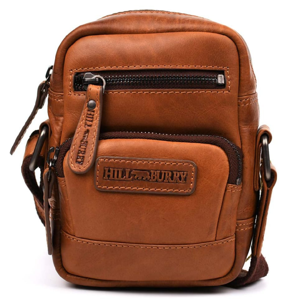 Маленькая мужская через плечо HILL BURRY HB3245B коньячная — 4