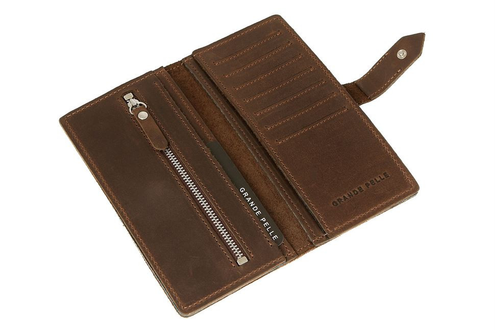 Портмоне мужское длинное Grande Pelle 523120 в цвете шоколад — 2