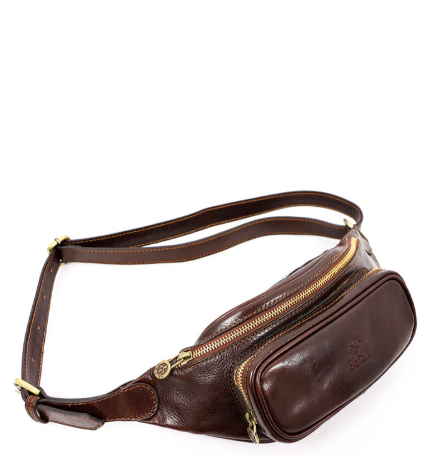 Женская кожаная сумка-слинг Belly Bag - Independent People - Коричневый цвет - Time Resistance 5215901W — 4