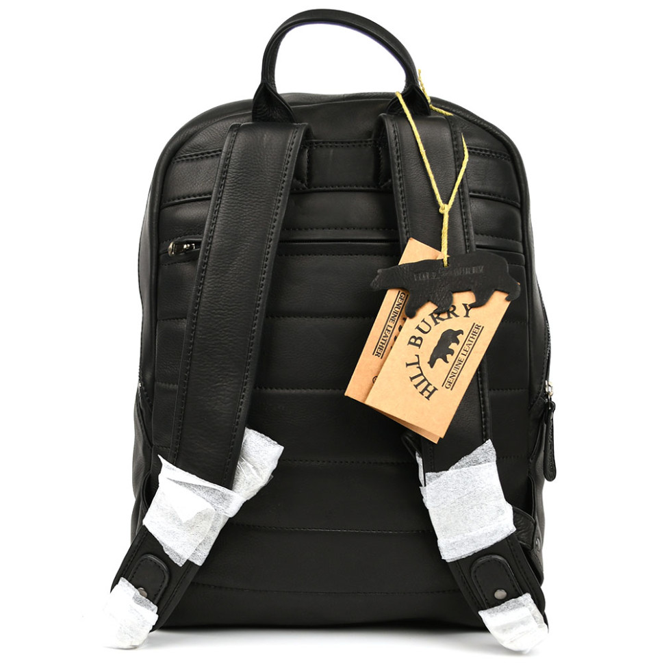 Городской кожаный рюкзак HILL BURRY HB15295A черный — 4