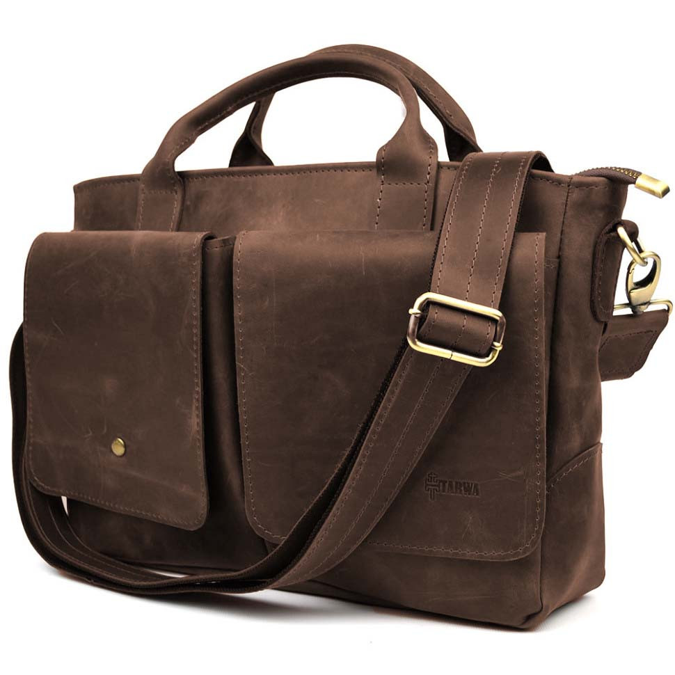 Сумка-портфель мужская на плечо с ручками TARWA Коричневый RC-3990-3md