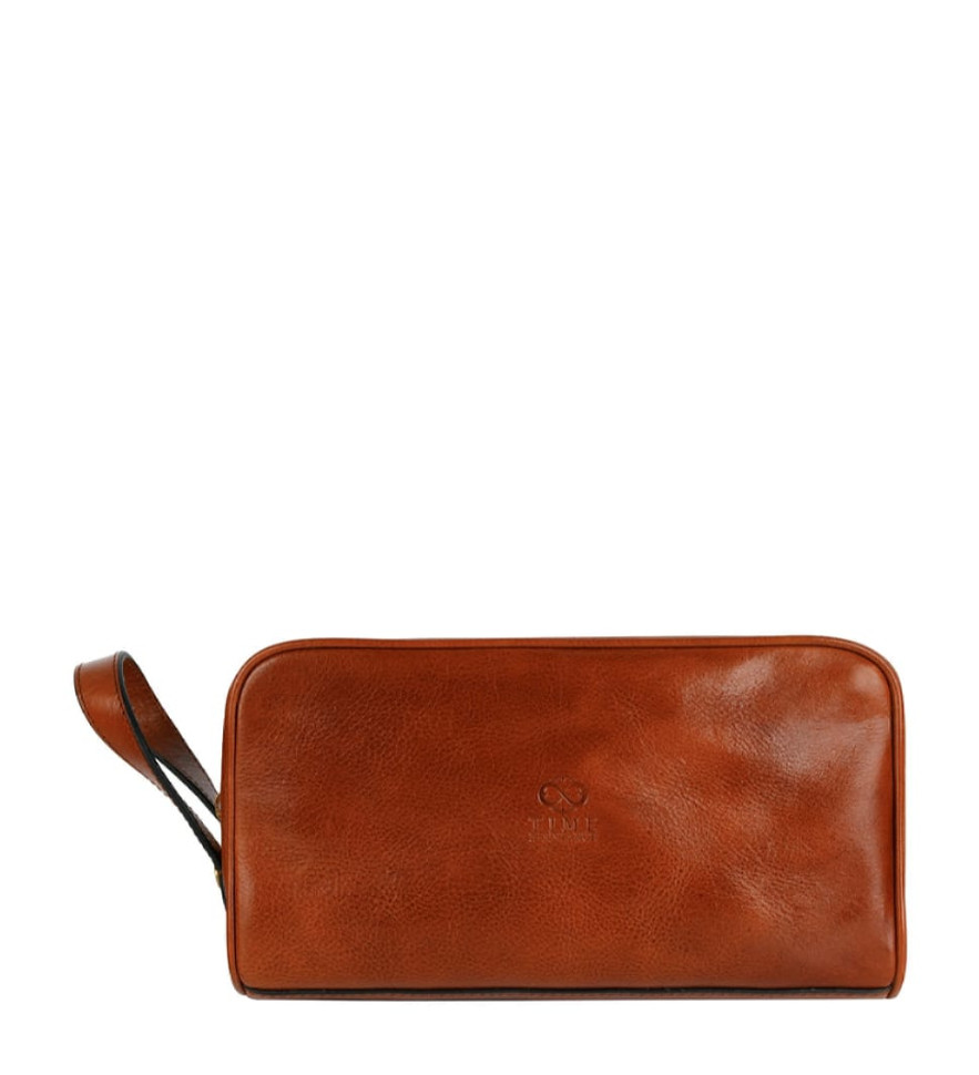 Женская кожаная косметичка Dopp Kit - All the Kings Men -  Коньячно-коричневый цвет - Time Resistance 5228101W — фото 1