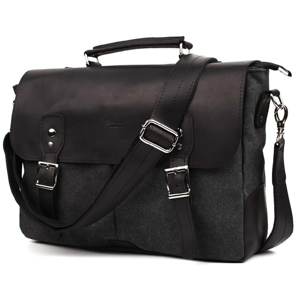 Мужская сумка портфель из канвас и лошадиной кожи TARWA RAG-3960-3md — 3
