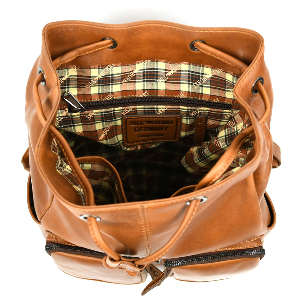 Городской кожаный рюкзак HILL BURRY HB4066B рыжий — 2