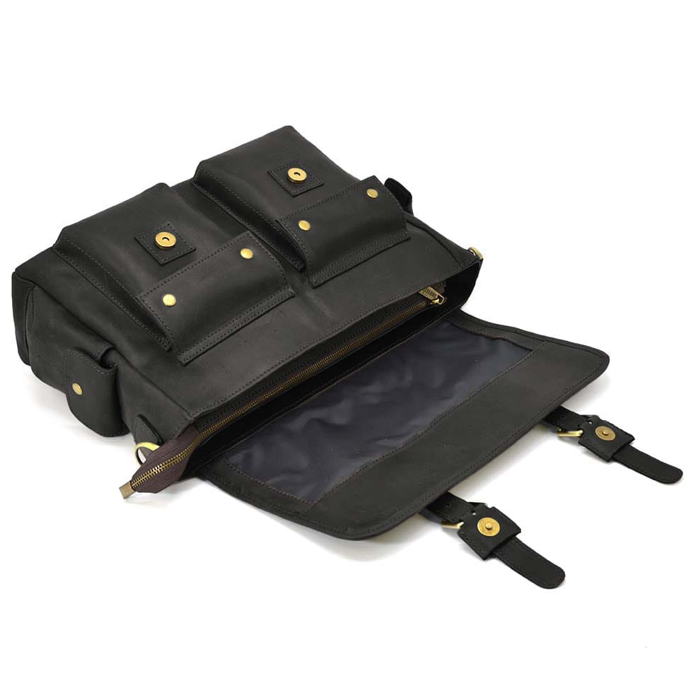 Сумка через плечо из кожи crazy horse RA-6690-4lx бренда TARWA черная — 2