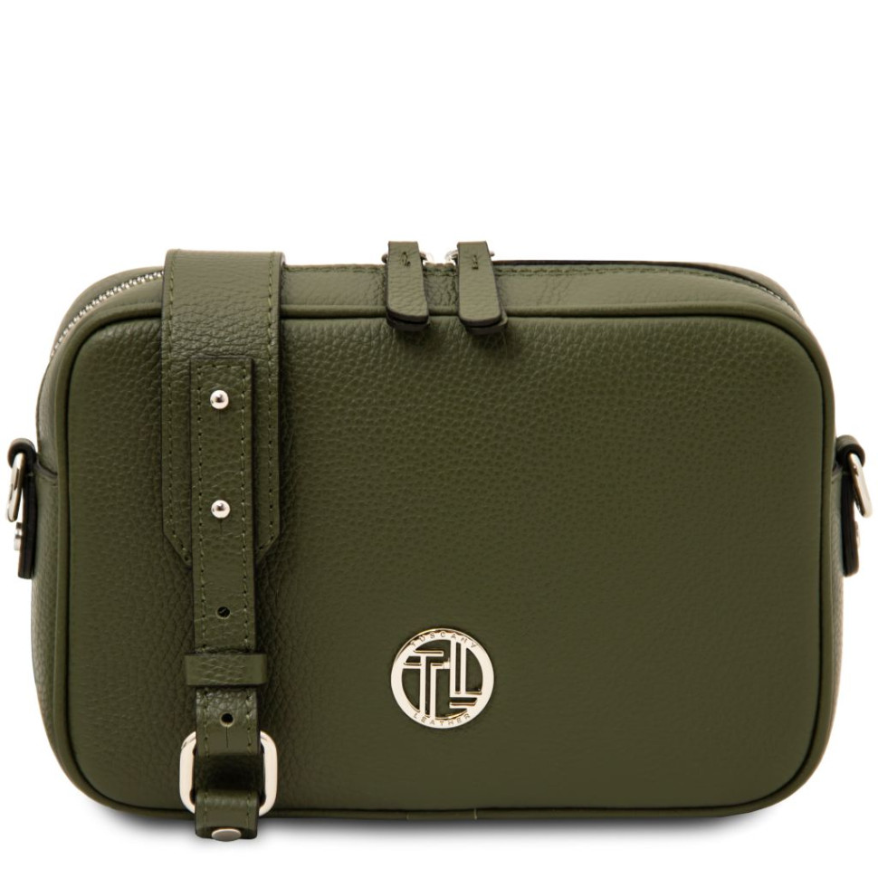 Итальянская кожаная сумка через плечо женская Cubetto Tuscany TL142499 (Forest Green)
