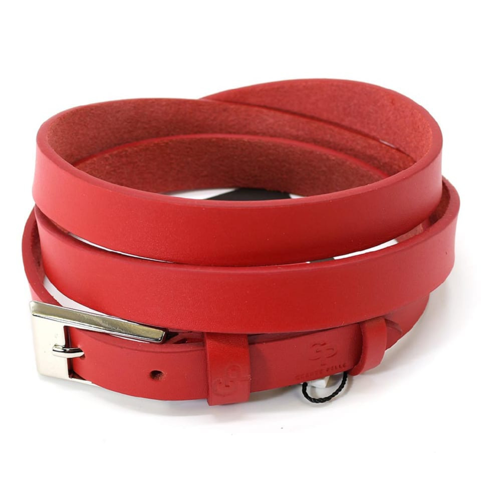 Ремень женский тонкий Grande Pelle 26030030033 в красном цвете — 4