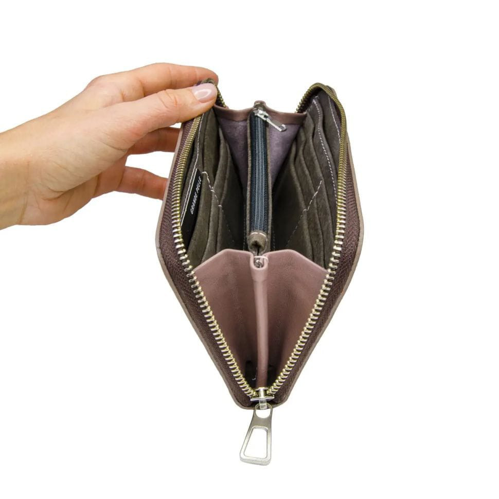 Портмоне на молнии Grande Pelle Serpente 532665 глянцевая кожа пудровое — 2