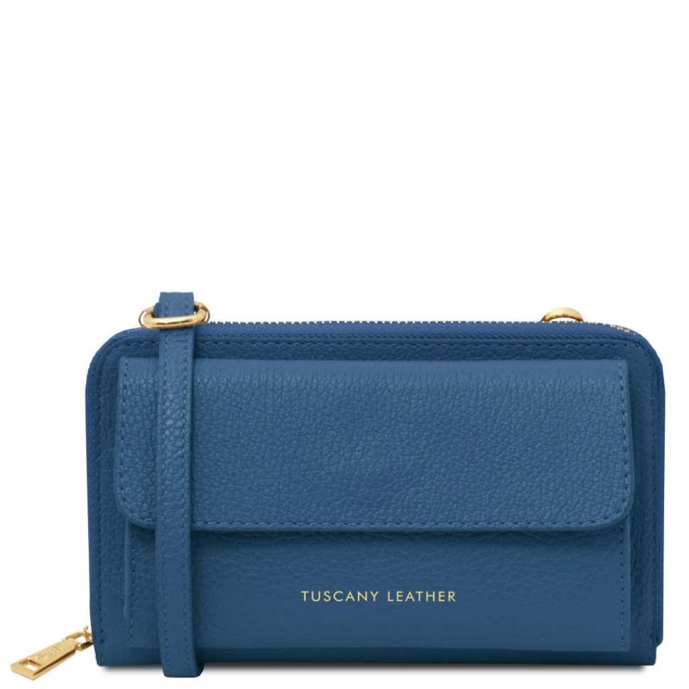 Кожаный  кошелек, сумка для телефона Urania Tuscany Leather TL142433 (Denim) — фото 1