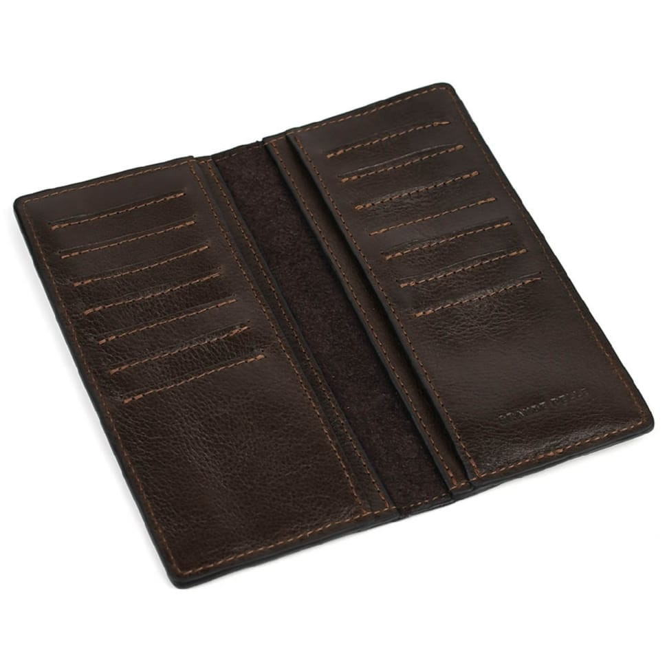 Длинное портмоне Grande Pelle 522620 глянцевая кожа коричневое — 3