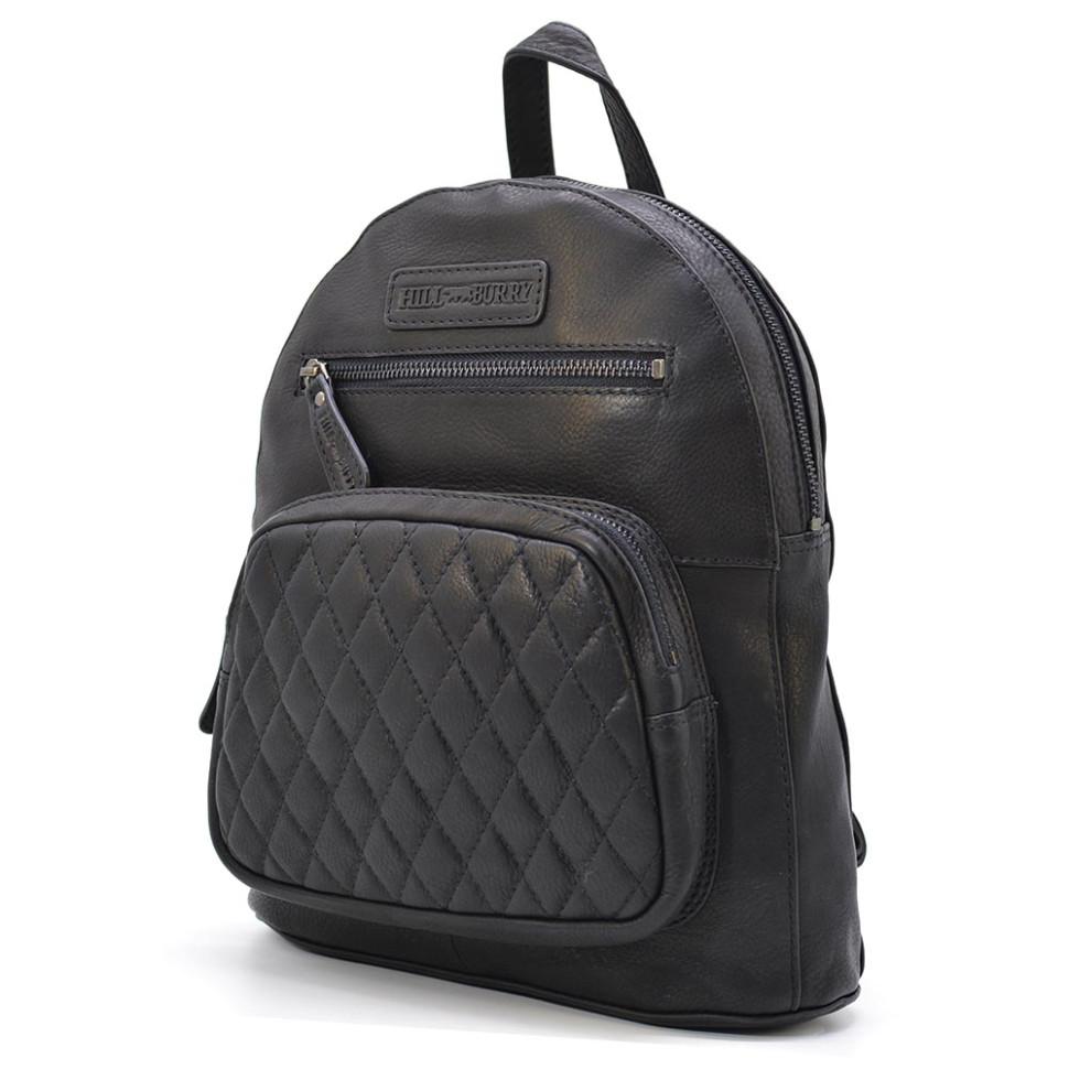 Женский кожаный рюкзак HILL BURRY HB15148A стеганый черный — 3