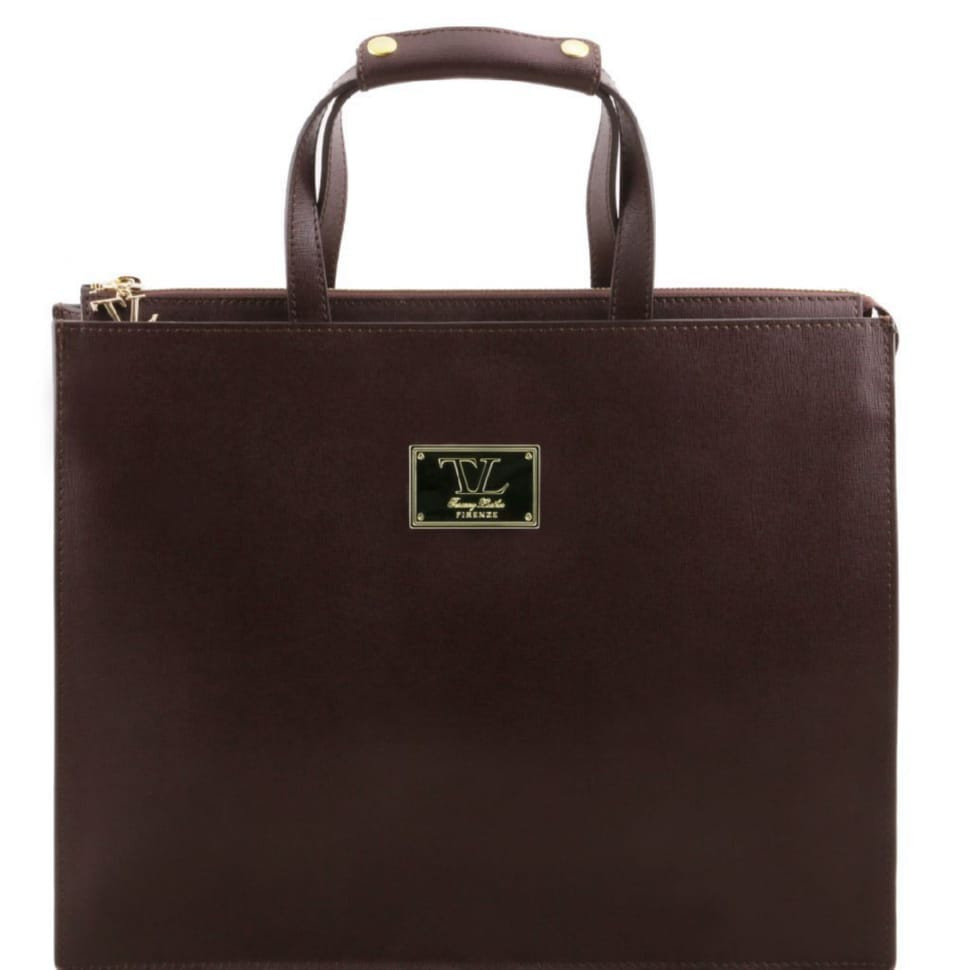 PALERMO - Женский кожаный портфель Tuscany Leather TL141369 (Темно-коричневый) — фото 1