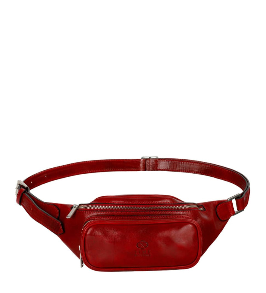 Женская кожаная сумка-слинг Belly Bag - Independent People - Красный цвет - Time Resistance 5231701W — 4