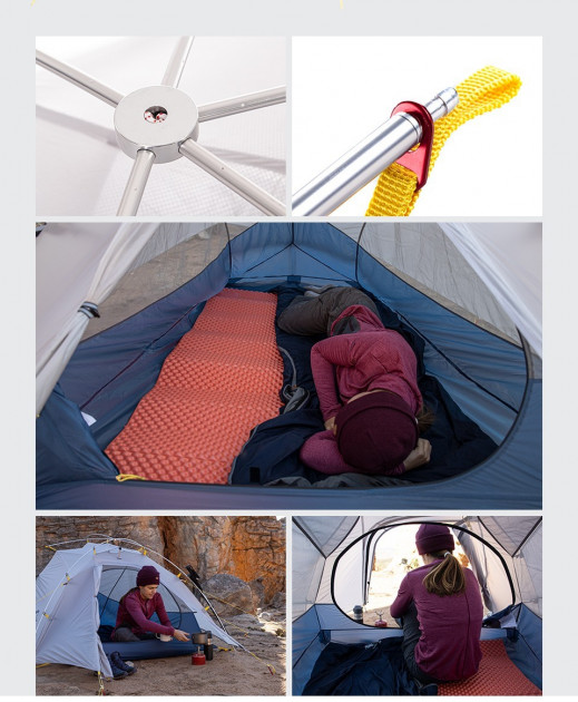Намет надлегкий двомісний  з футпринтом Naturehike Cloud Up Wing NH19ZP083, 15D, сіро-голубий — 3