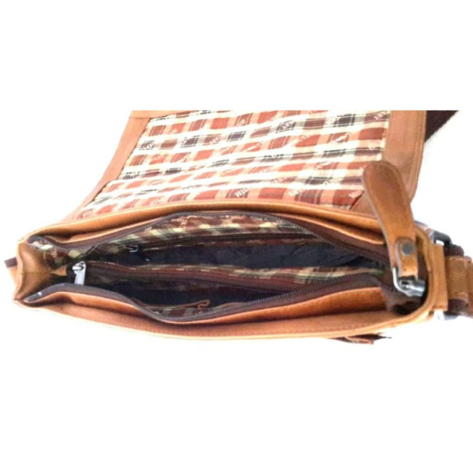 Сумка портфель через плечо HILL BURRY HB6198B коньячная — 3