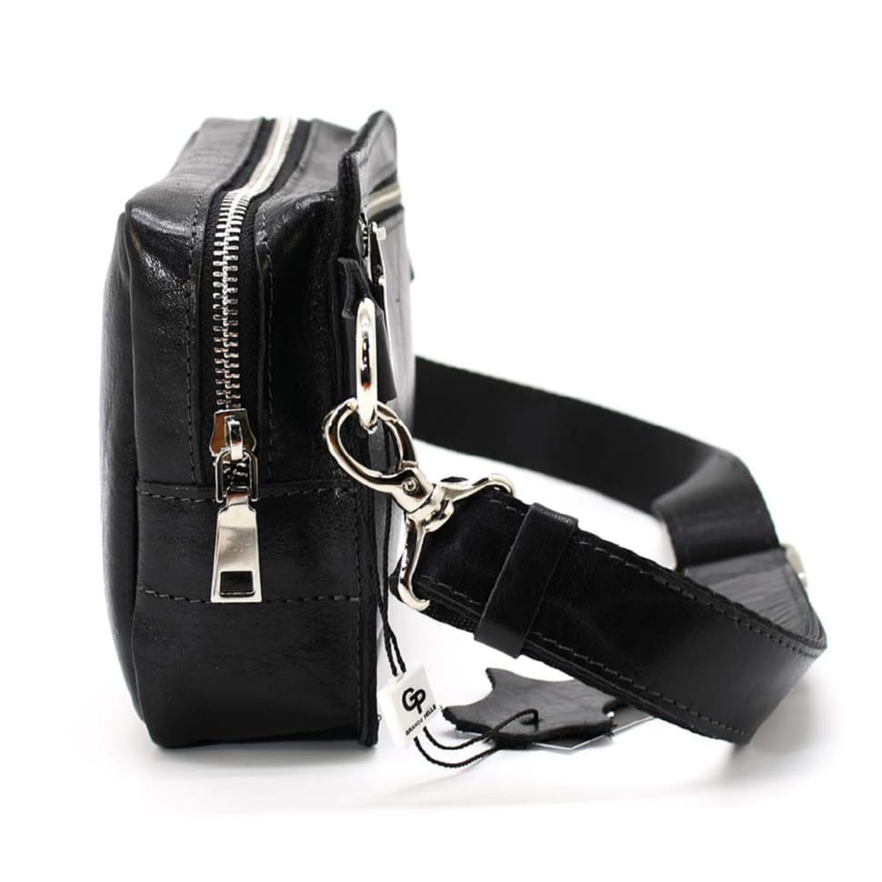 Кожаная напоясная сумка Grande Pelle 740410 черная — 4