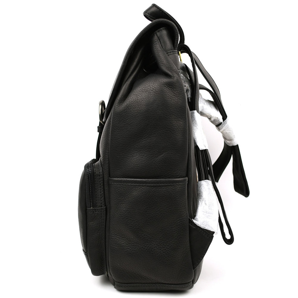 Городской кожаный рюкзак HILL BURRY HB4066A черный — 4